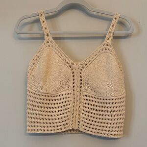 Cream Crochet Knit Tank Top